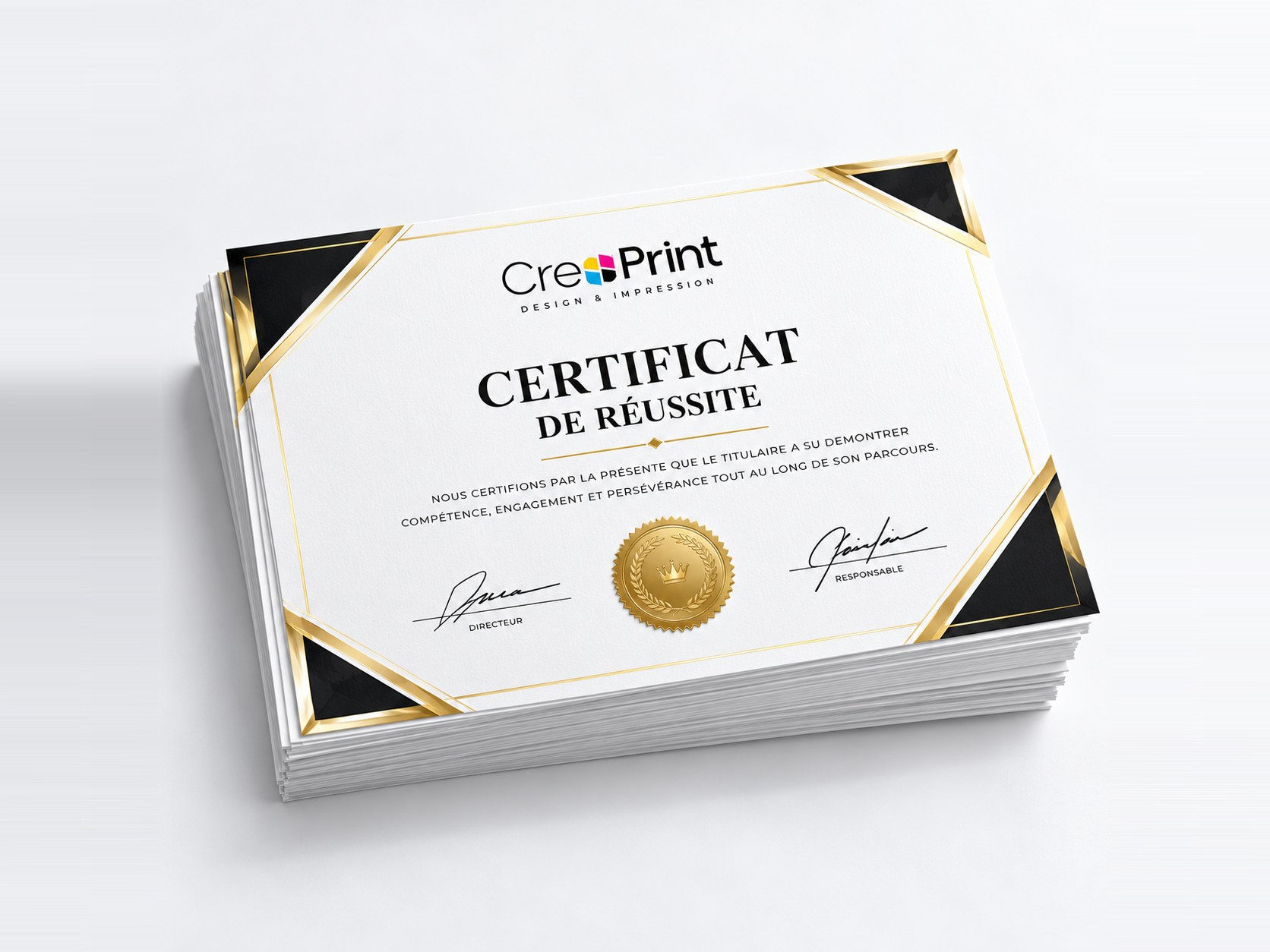 Certificat 250 g — impression à Marrakech